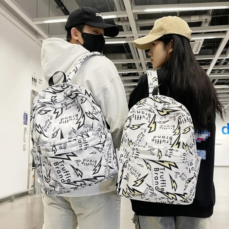 MOK Nylon Backpacks Backpack Unisex White/Gray/Black-11