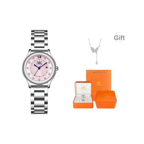 X Шестерня Кварцевый механизм Женские часы 33 мм Розовый