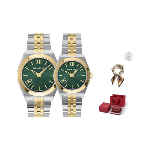 Ferragamo Кварцевые часы механизм ремешок из нержавеющей стали 40 мм 28 мм розовый циферблат унисекс