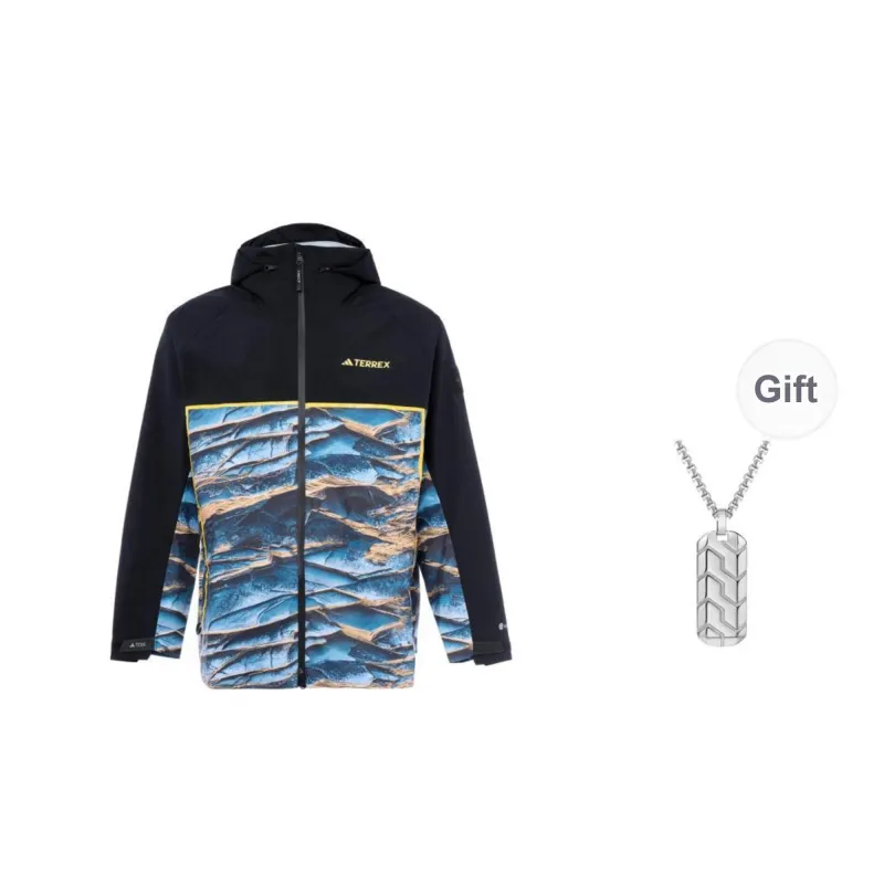 Adidas TERREX Water-Resistant Windproof Breathable Windbreaker Jacket Unisex Black Comes With Necklace-0
