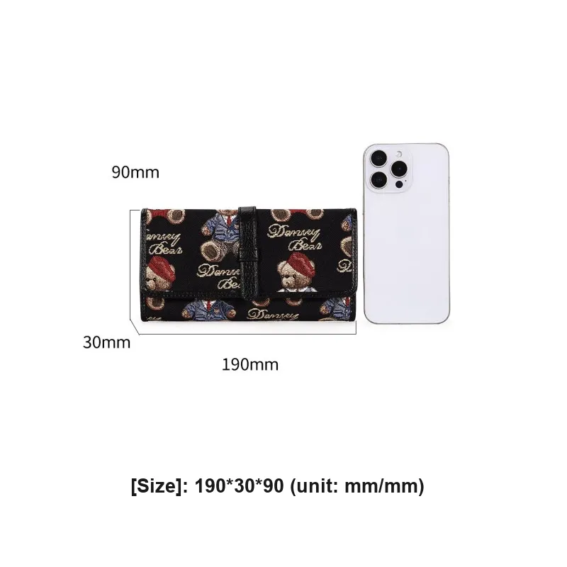 DANNYBEARJEANS Fabric Wallet Unisex Vintage Bear Blue/Gentleman Bear Red/Gentleman Bear Black/Rose Pink-8