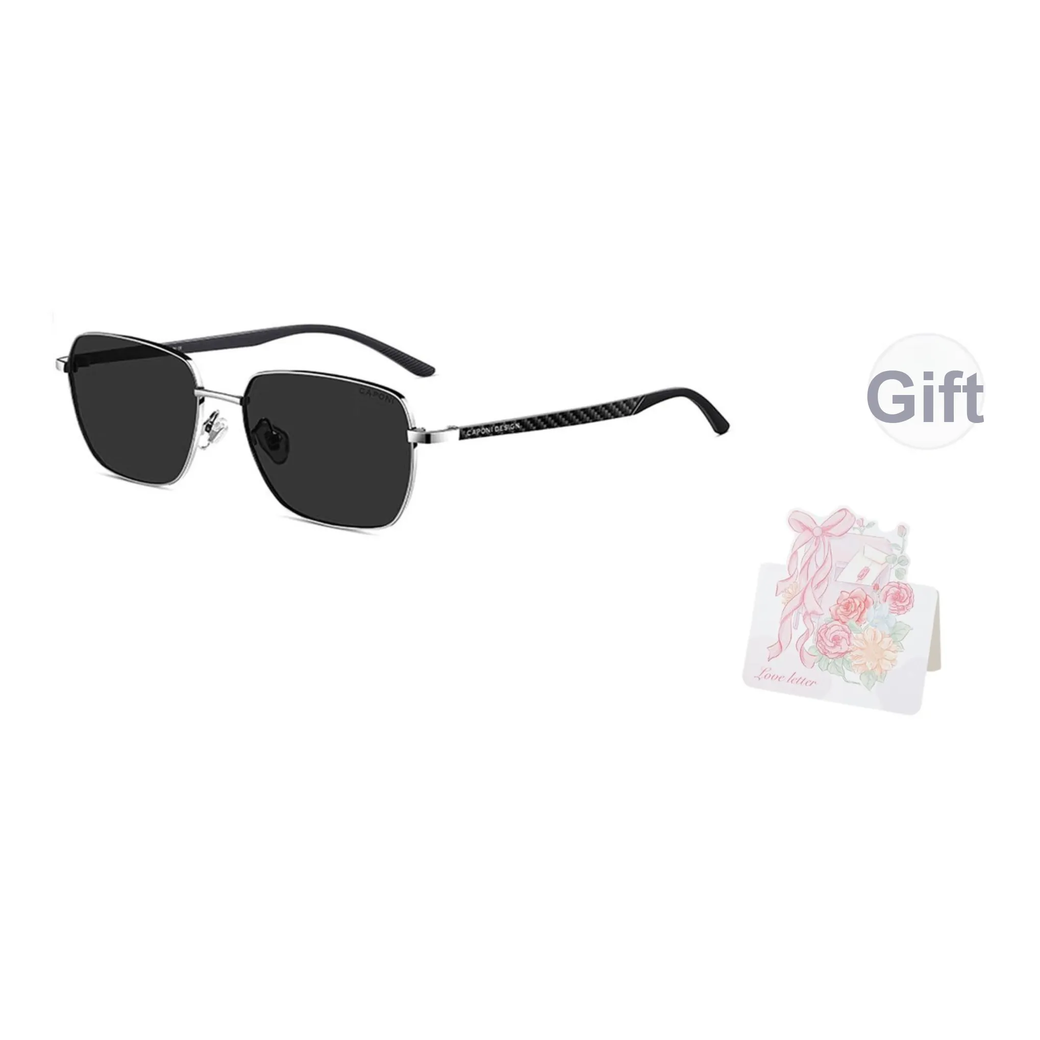 CAPONI Металл Углеродное волокно Квадратные Солнцезащитные очки Унисекс