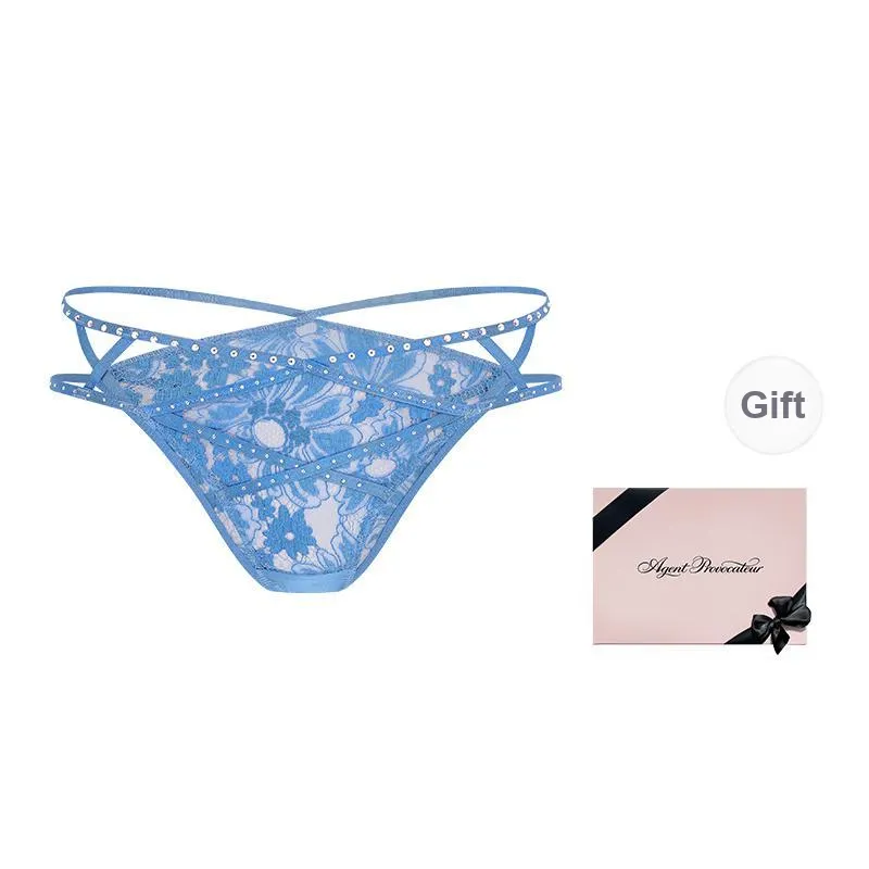 Agent Provocateur Lace With Rhinestone Triangle Underwear Women's Sky Blue-0