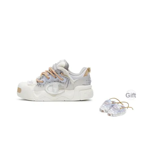 Champion Pompompururu Клюшки Обувь Низкий Топ Скейтборд Кроссовки Мужские Текстурированные Серый Молочно-Белый