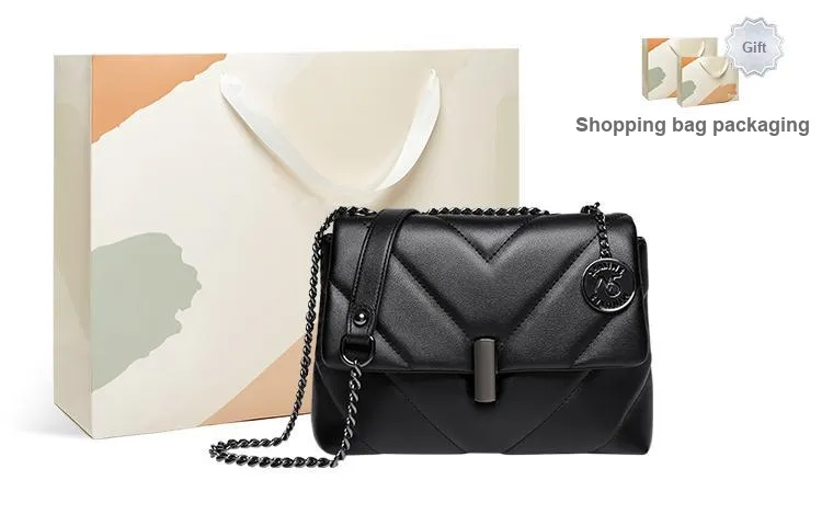 15 MINS Synthetic Leather Commuter Bag Chain Bag Shoulder Bag Crossbody Bag Shoulder Bag Regular Women's Black-0