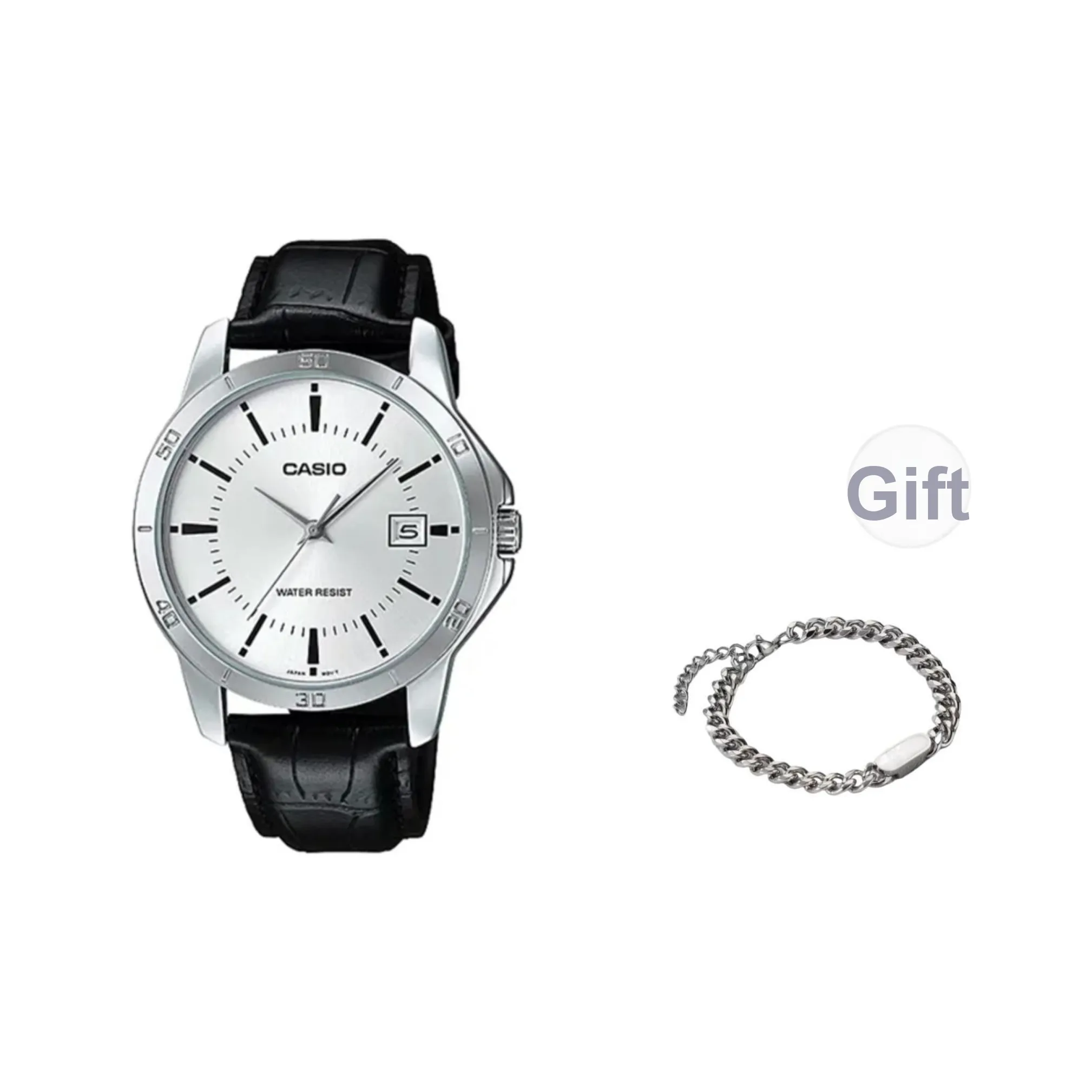 CASIO Кварцевый механизм Часы Мужские Серебристый циферблат