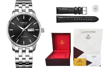MIGE Mechanical Movement Stainless Steel Watchband Watch Men's Watches Black Dial