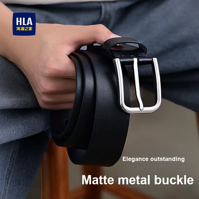 HLA Top Grain Cow Leather Cow Leather Belts Men's 3.85cm-2