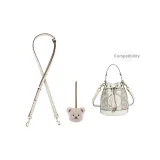 (Compatibility Dempsey) Ecru 1.1cm Width Litchi Grain Gold-Tone Lock 90-120cm+Beige Bear