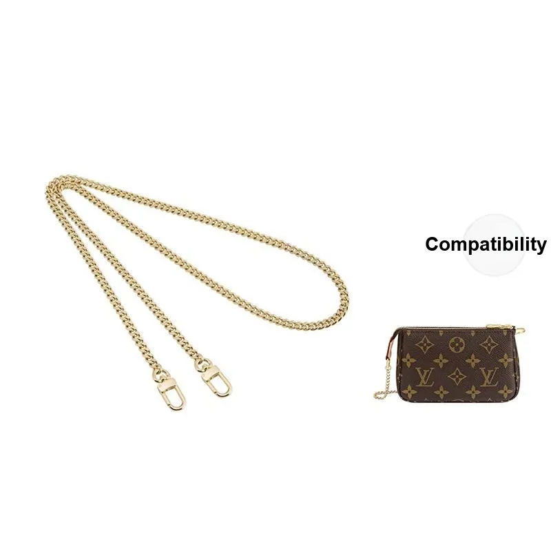 Ingenuity Handmade Metal Chain Accessories Shoulder Strap Conversion Crossbody Bag Chain Bag Straps Women's Gold