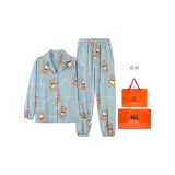 Light Blue Bear Casual Long-Sleeved Loungewear