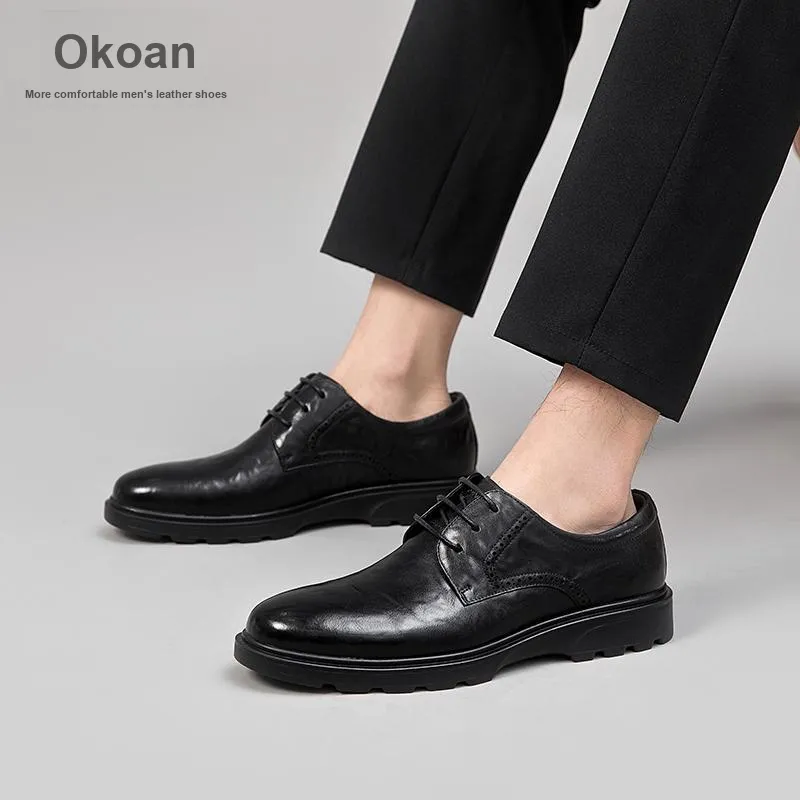 AOKANG Dress Shoes Men Low Top Black-7