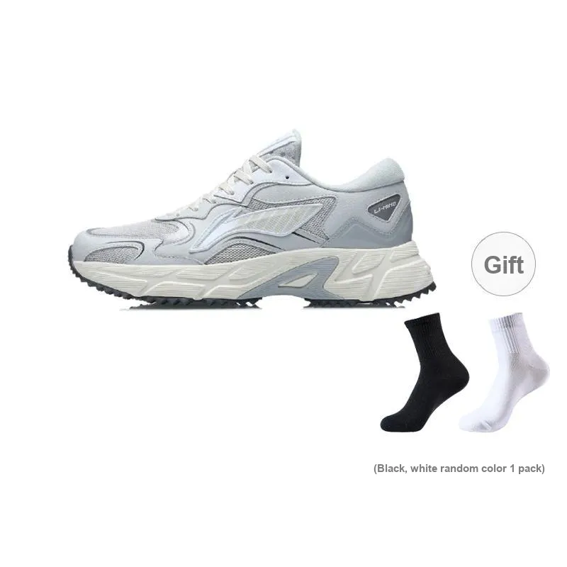 LiNing Cushioned Anti-Slip Wear-Resistant Breathable Lightweight Low-Top Running Shoes Men's Antarctic Gray-6