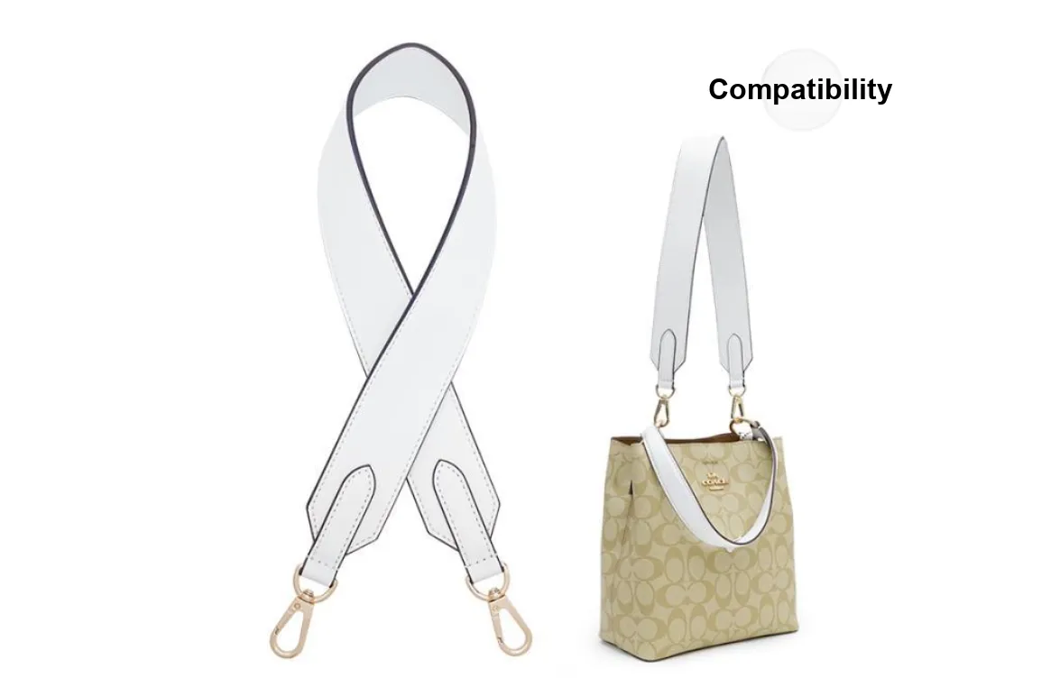 Lan Bao Fan Microfiber Leather Bag Strap Unisex White/Black