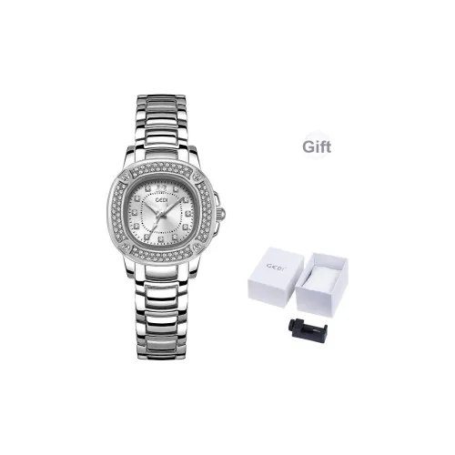 GEDI Кварцевый механизм стальной ремешок женские часы белый циферблат