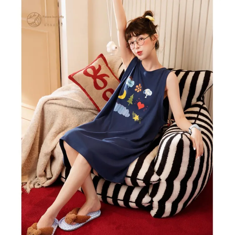Gongdie x SNOOPY/, Nightgown Women's Gift Box Set Dark Blue-4