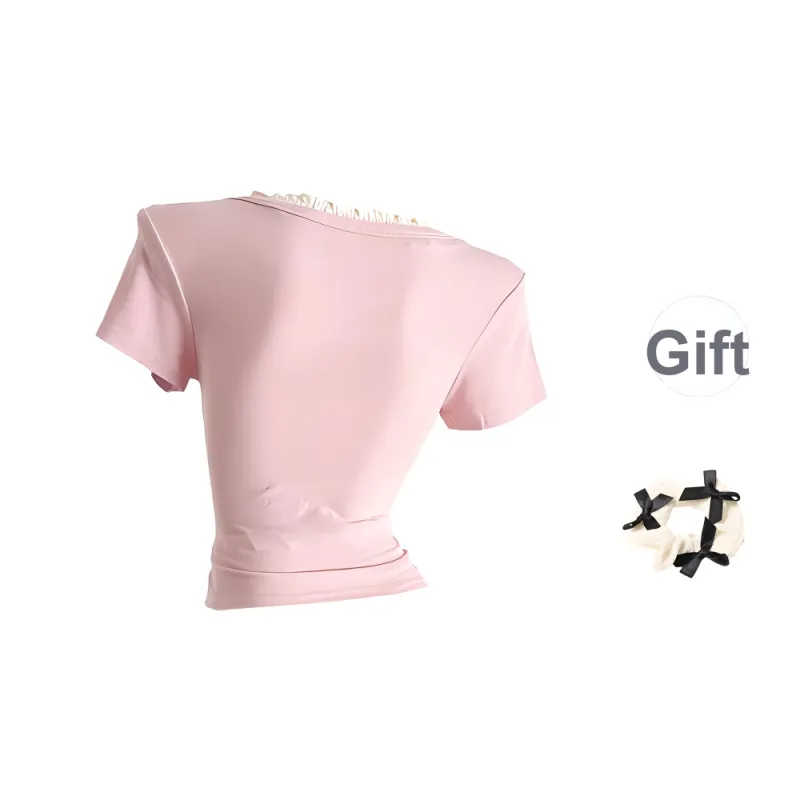 CPAURA T Shirts Women's Pink Bowknot Hair Tie Comes With-1
