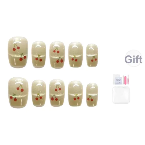 Yun Yue Joe Вишня Атмосфера Кошачий глаз Французский маникюр Soft Brightening Милый Девичий Ручной рисунок Желтый Короткий Стул 15 мм