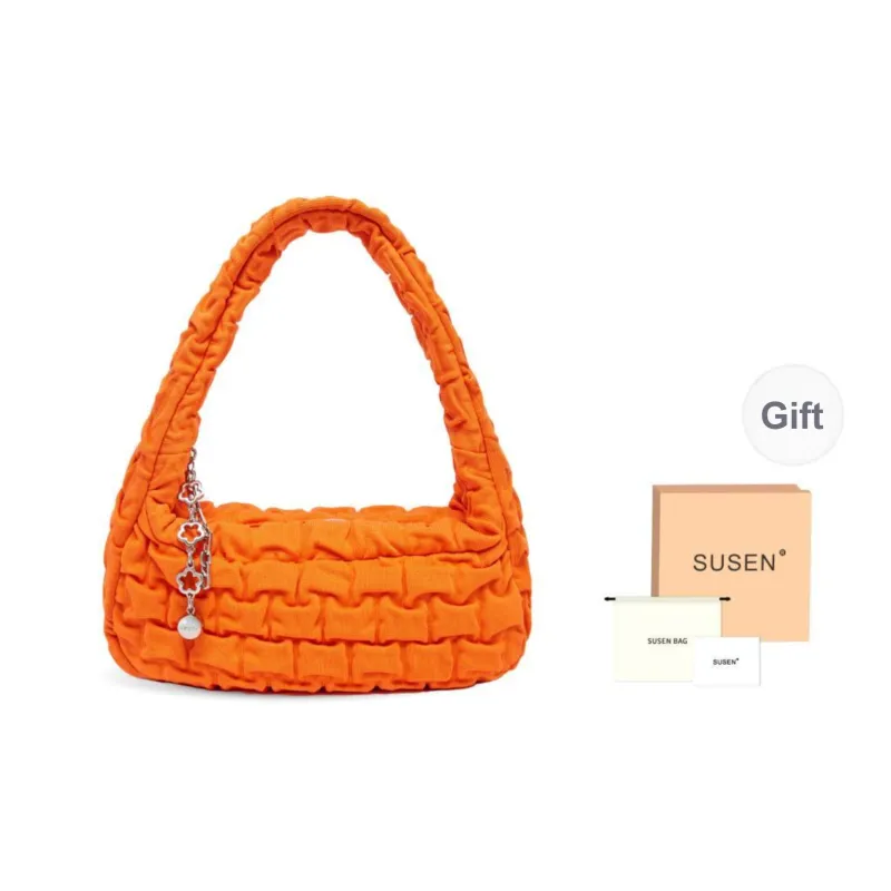 SUSEN Down Jacket Fabric Fabric One Shoulder Underarm Handbag Regular Women's Black/Green/Blue/Purple/Orange-9