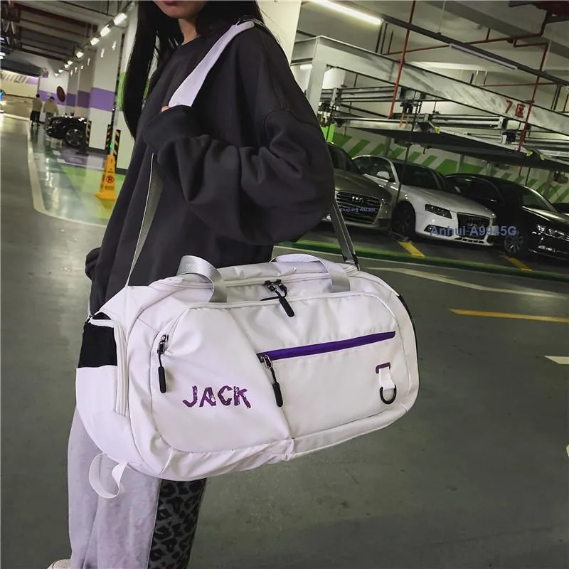PULUWIRR Oxford Gym Bag Medium Size Unisex White, Black-36