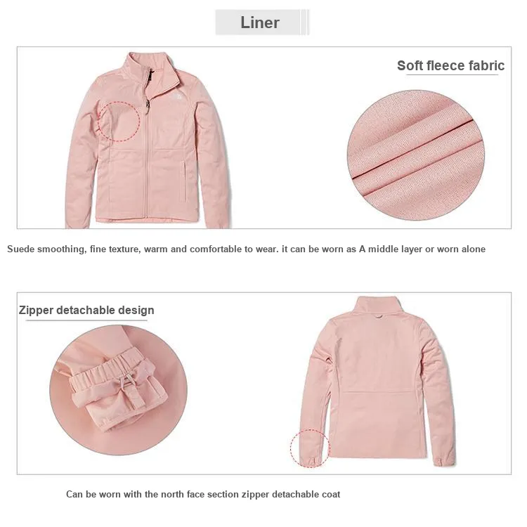 THE NORTH FACE Outdoor Hiking Waterproof, Windproof, Breathable, And Thermal Windbreaker Jacket Women's Pink-3