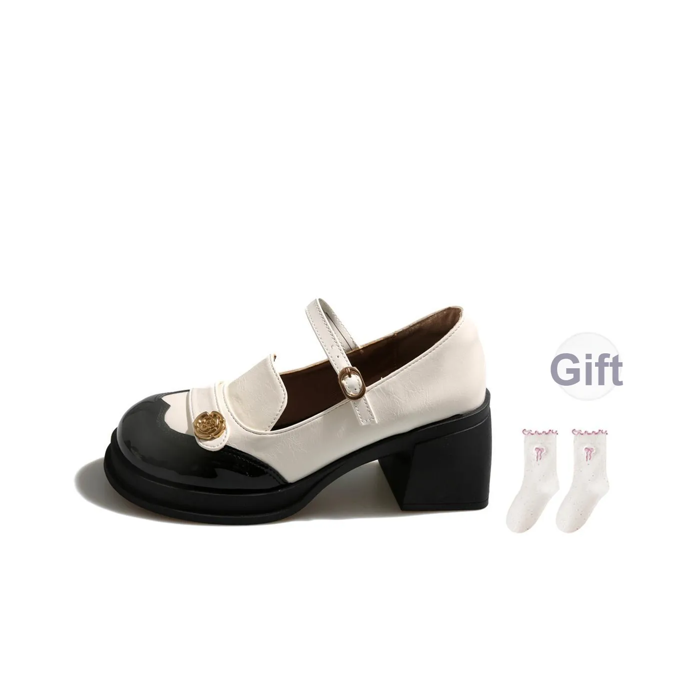 Happy Fish Грубый каблук Туфли Мэри Джейн Женские