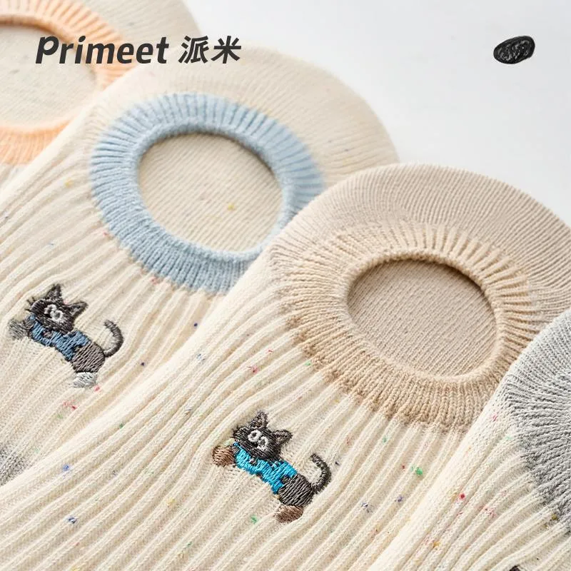 Primeet No Show Socks Women's 5 Pack Embroidered Kitten-3