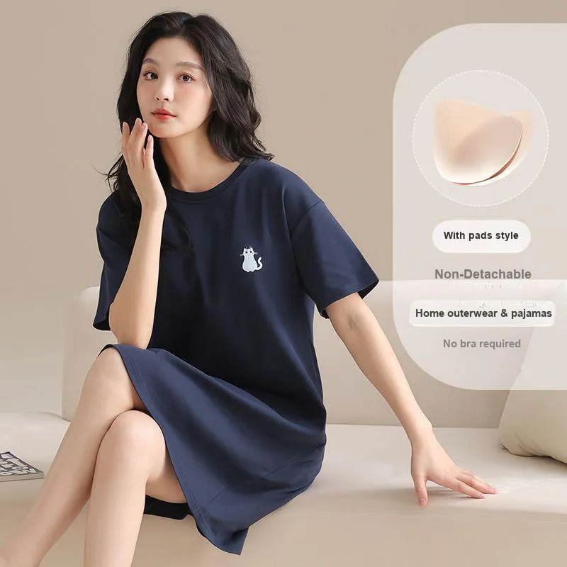 XISHE Nightgown Women's Dark Blue-3