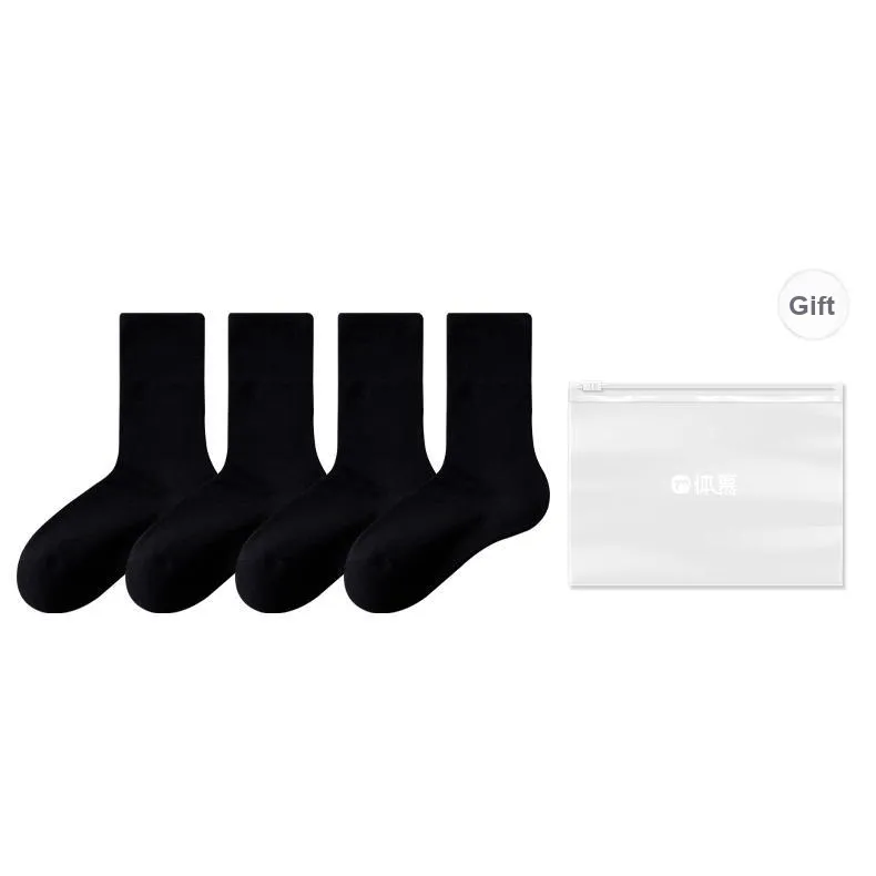 Temooues Mid-Calf Socks Women's Shopping Bag 4 Pack-10