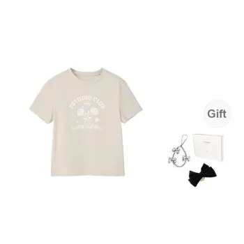 Fstudio Korean Style Commute Versatile 100% Cotton Print Short Sleeved T Shirts Women's