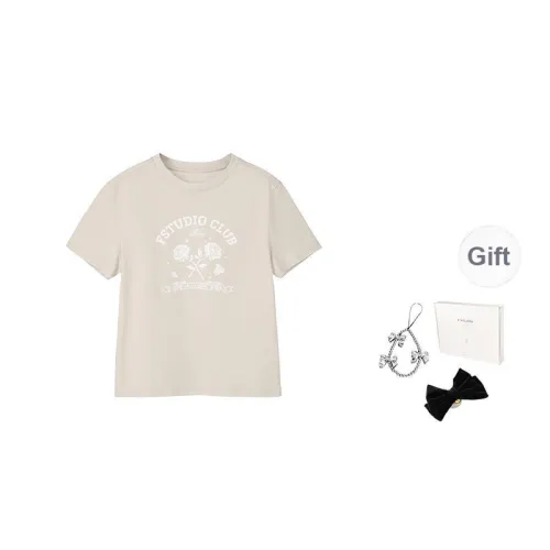 Fstudio Korean Style Commute Versatile 100% Cotton Print Short Sleeved T Shirts Women's
