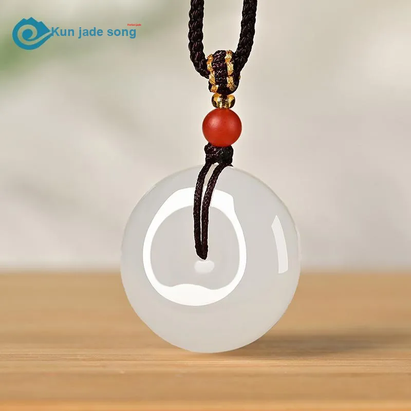 KUNYUYAO Hetian Jade Pendants Pale Greenish White Jade Unisex-30