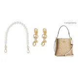 Coach Mollie White Wide Strap 64cm+Gold-Tone Pig Nose Chain 7cm[2 Pack]