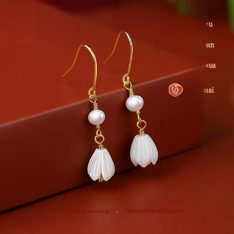 Fu Ru Ji Freshwater Pearl 925 Sterling Silver Earrings Women's-1