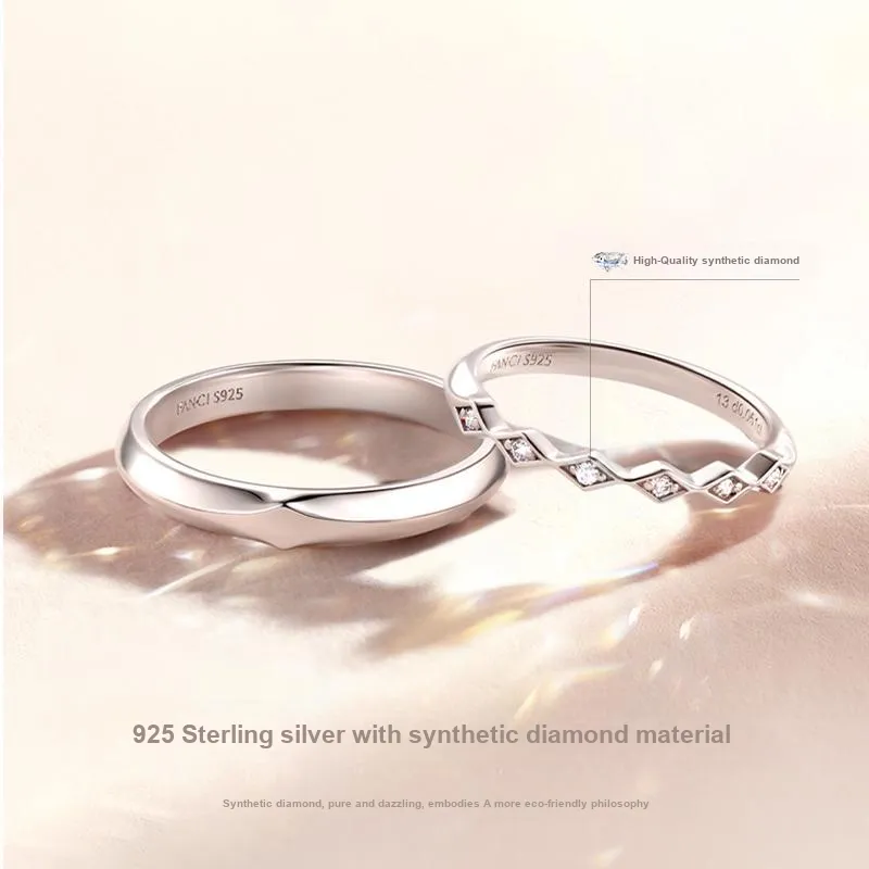 FANCI S925 Silver Set With Lab grown Diamonds Rings Unisex-2