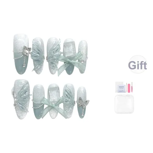 Song Biography Градиентный Нежно-голубой 3D-эффект Бабочка Французский 25mm Овал