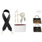 [Recommendation * Underarm Large Full Set]Black Shoulder Strap 65cm+Waterproof Liner+Decorative Chain 30cm+Beige Silk Scarf