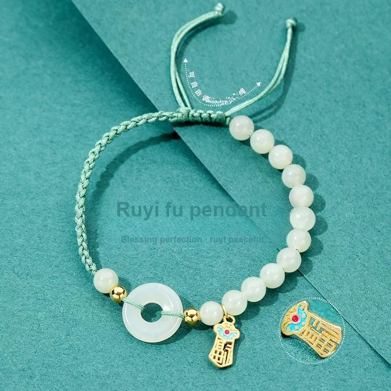 Andaozi Hetian Jade Bracelets Pale Greenish White Jade Women's-2
