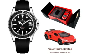 RENOVO Mechanical Movement Silicone Strap Watch Men's Watches Black Dial R88006