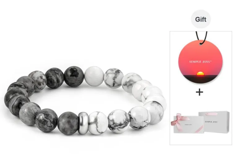 SIMPLE JOYS Bracelets Unisex Map Stone White Turquoise Stretchable Minimalist Style New Chinese Trend-33