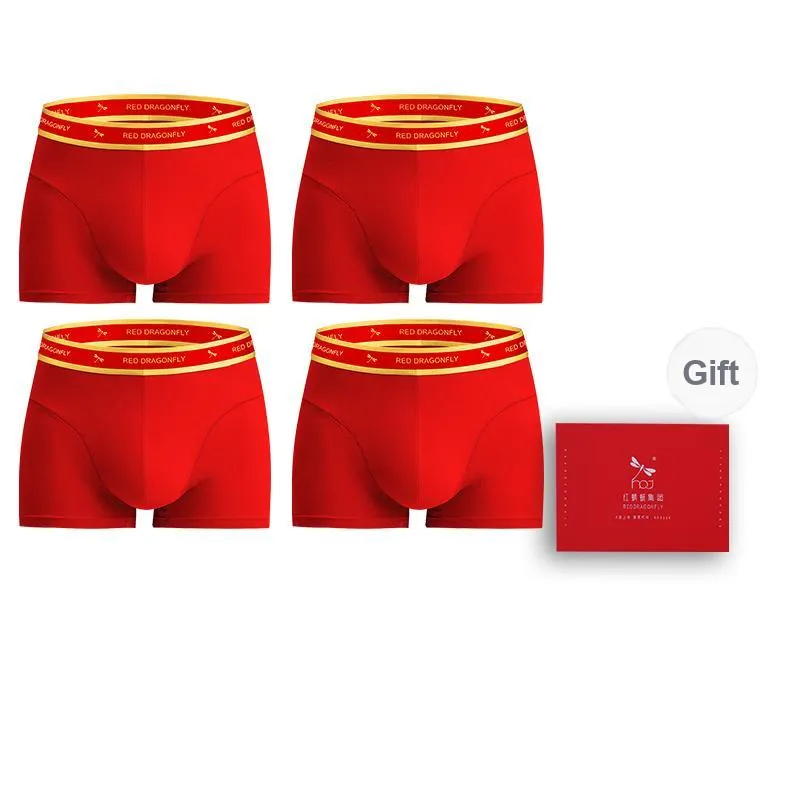 RED DRAGONFLY Cotton Panties Men's 4 Piece Gift Box Sets-10