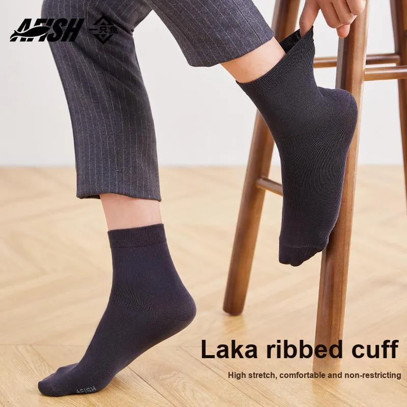 AFISH Mid Calf Socks Men's 5 Pack Shopping Bag