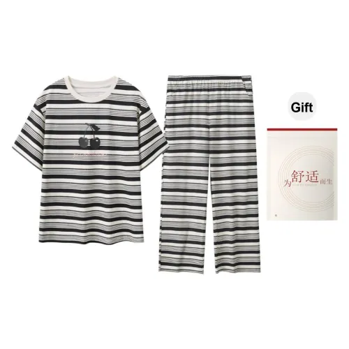 Red Beans At Home Пижамный комплект Женская Сумка для покупок Черный Белый