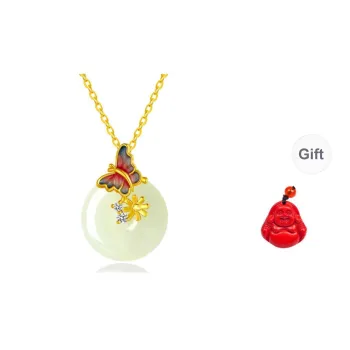 MUGONGZI Hetian Jade Necklaces Pale Greenish White Jade Women's
