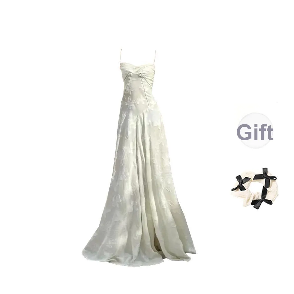 TORIGHT Slip Dress Women's White+Bowknot Hair Tie Comes With