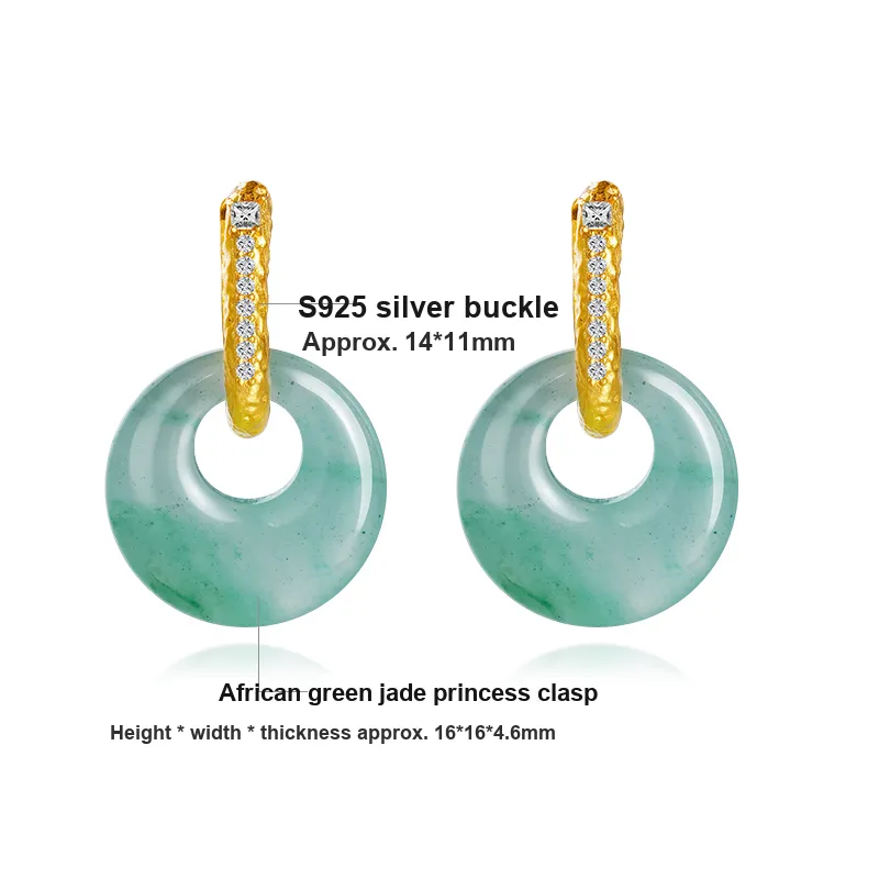 LOVING African Emerald Jade Earrings Women's-6
