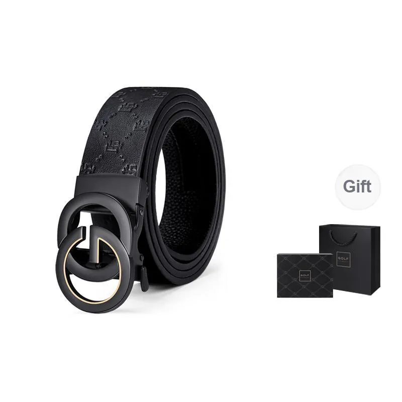 GOLF Top Grain Cow Leather Automatic Buckle Genuine Leather Belt Men's Multicolor 3.5cm-15