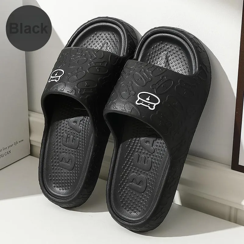 CEO EVA Quiet Home Bathroom Summer Slip Resistant Squashy And Bouncy Feeling Cartoon Bear Platform Slippers-10