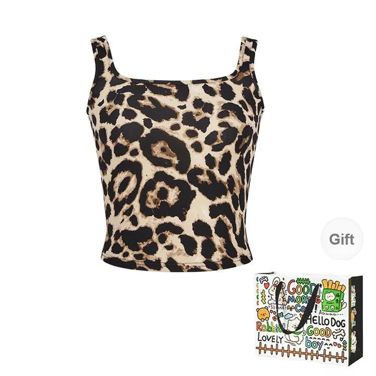 BVODE Tank Tops Women's Leopard Print Shopping Bag-0