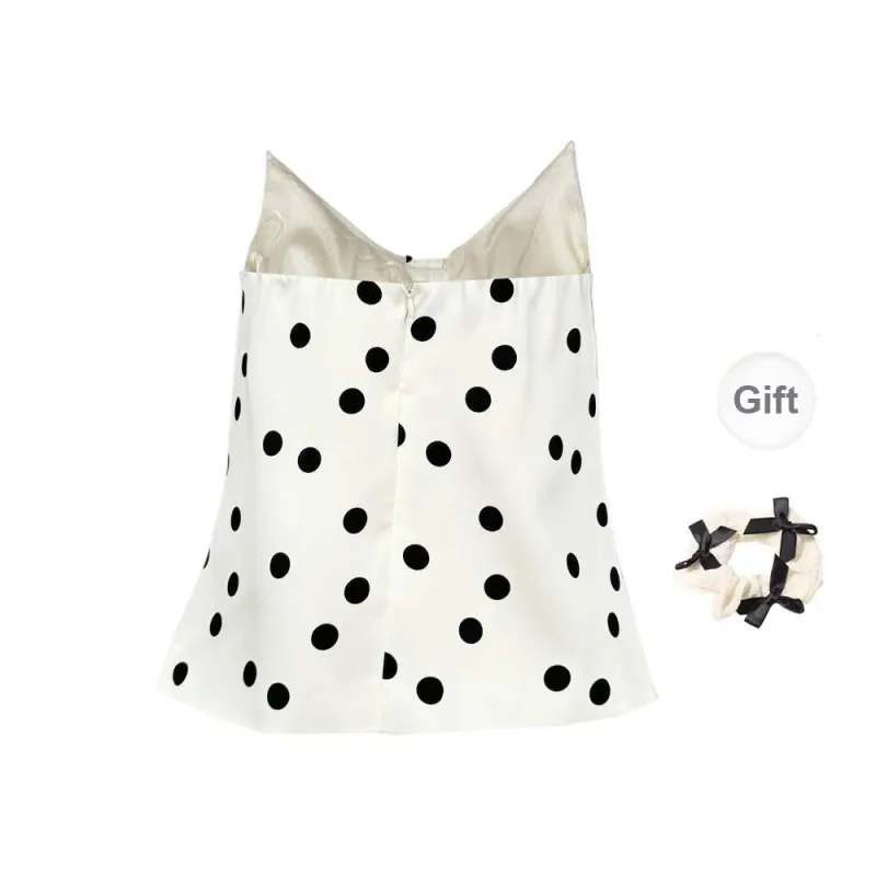 TURN UP Strapless Top Women's Black White Polka Dot-1